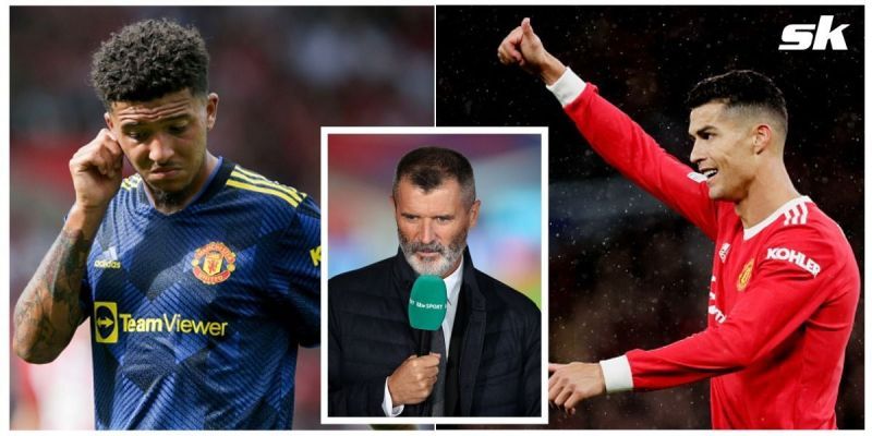 Roy Keane believes Cristiano Ronaldo is overshadowing Jadon Sancho&#039;s progress at Manchester United (Image via Sportskeeda)