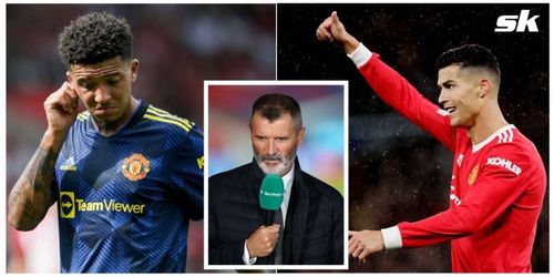 Roy Keane believes Cristiano Ronaldo is overshadowing Jadon Sancho's progress at Manchester United (Image via Sportskeeda)