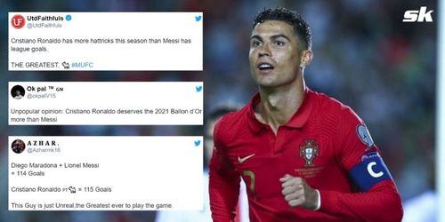 Twitter went berserk after Cristiano Ronaldo scored his 10th international hat-trick for Portugal last night