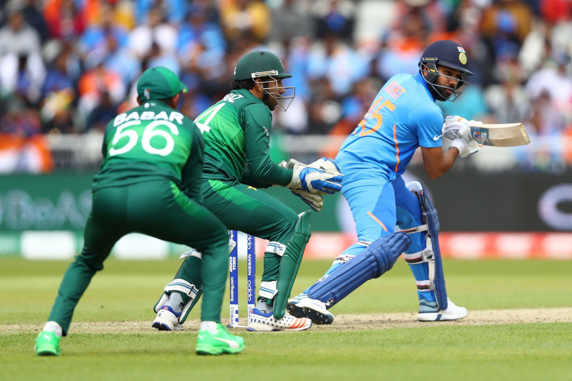 Rohit Sharma batting during the 2019 World Cup match against Pakistan. Pic: Getty Images