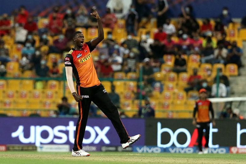 SRH pacer Jason Holder is elated after claiming a wicket. Pic: IPLT20.COM