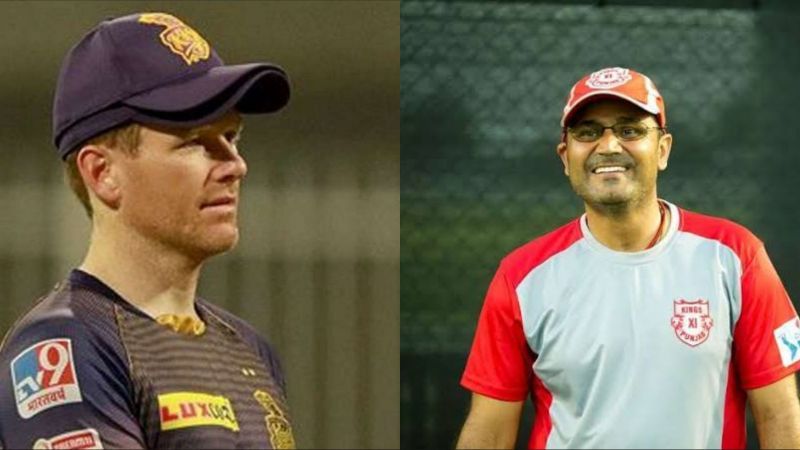 Eoin Morgan and Virender Sehwag