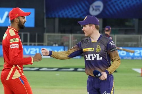 KL Rahul and Eoin Morgan. Pic: IPLT20.COM