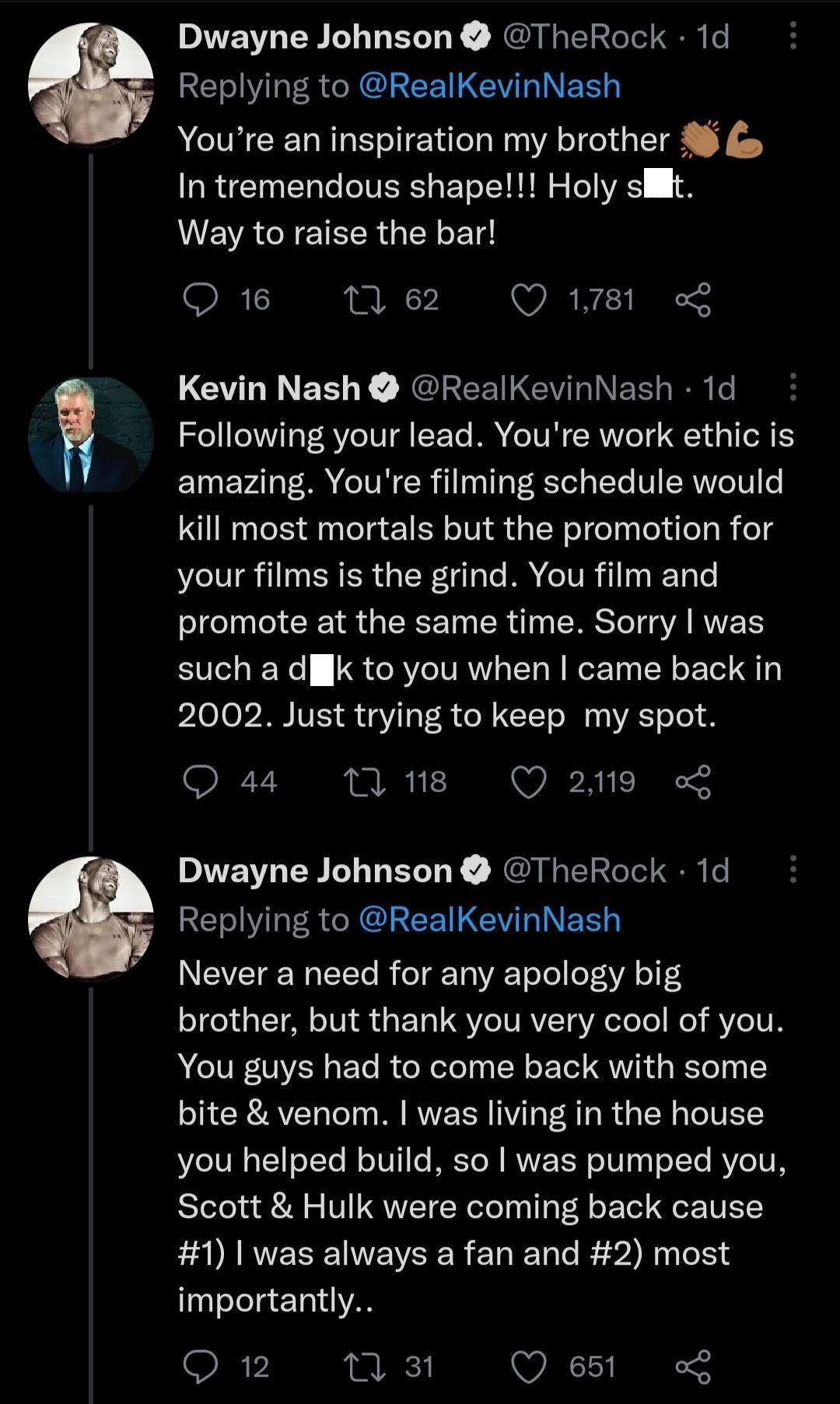 The Rock responds to Kevin Nash's apology.