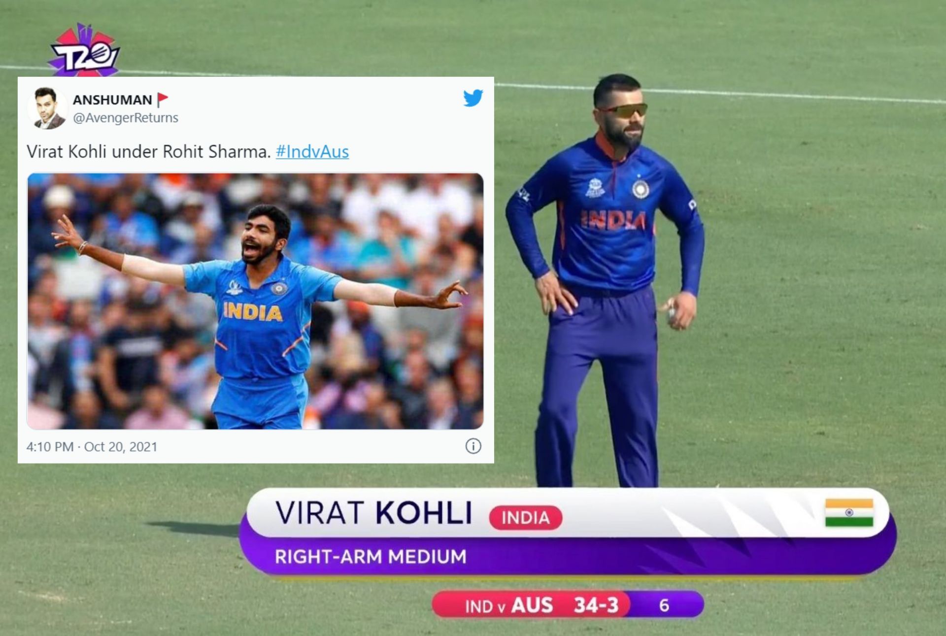 Twitterati goes into a frenzy as Virat Kohli bowls in the practice match against Australia