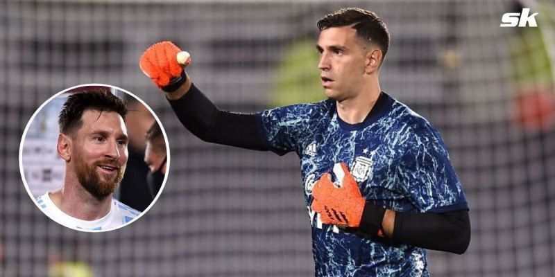 Argentina goalkeeper Emiliano Martinez; (inset) Lionel Messi.