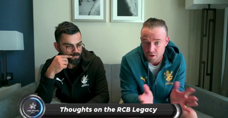 AB de Villiers(r) and Virat Kohli(l). (Image: Star Sports Twitter)