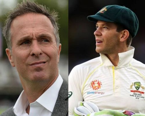 Michael Vaughan (L) wasn't pleased about Tim Paine's comments on the England players not making it for the Ashes