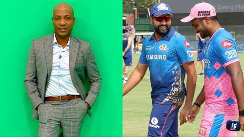 Brian Lara; Rohit Sharma with Sanju Samson (Image Source: Instagram/ IPLT20.com)