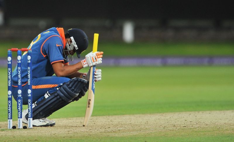 Yusuf Pathan of India bows his head during the Super 8s match between England and India at Lord's. Pic: Getty Images