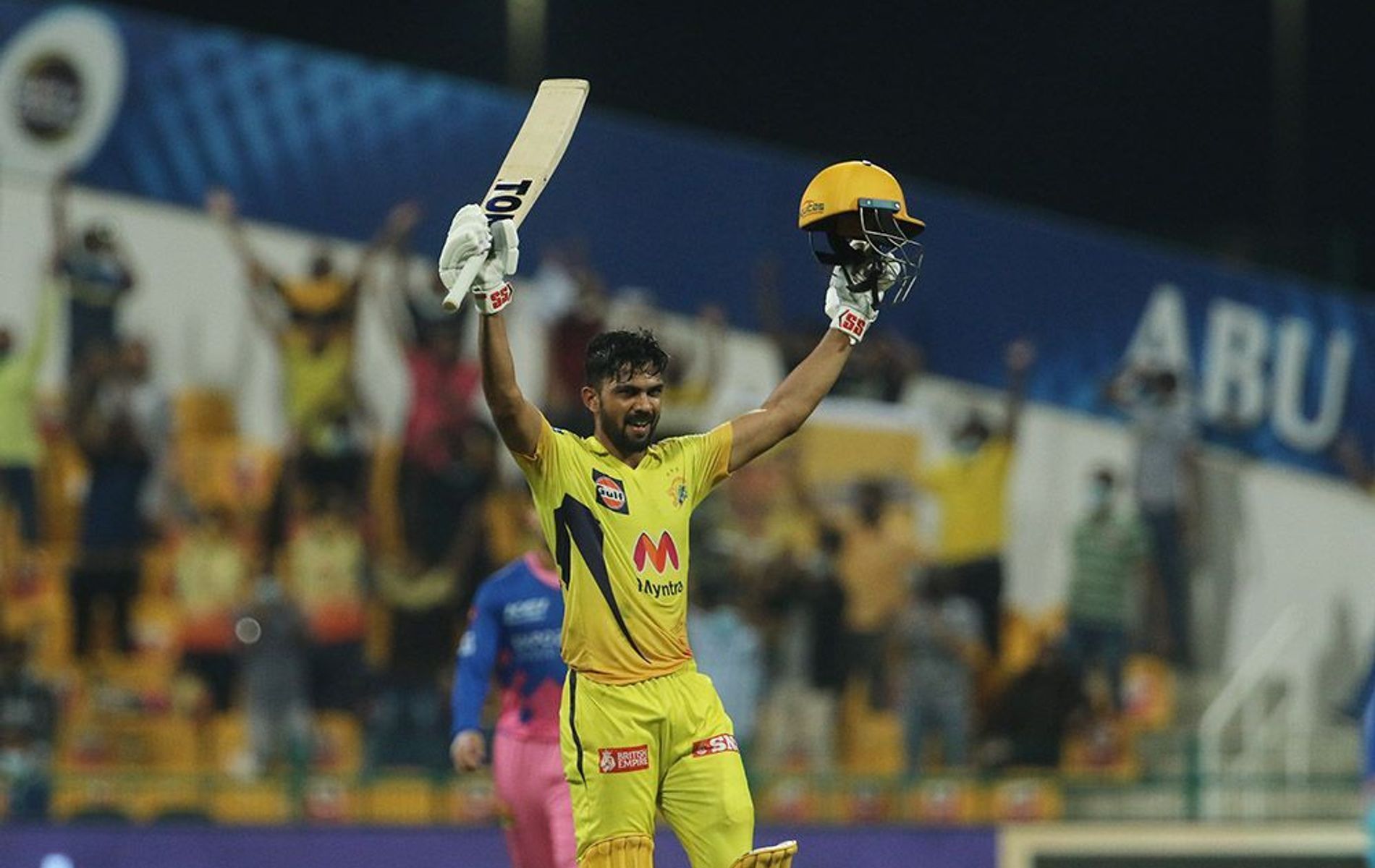 IPL 2021: Ruturaj Gaikwad celebrates his maiden IPL century.