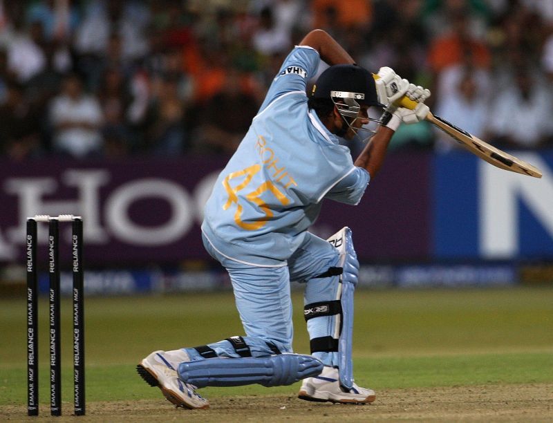 Rohit Sharma bats during the 2007 T20 World Cup clash against South Africa. Pic: Getty Images