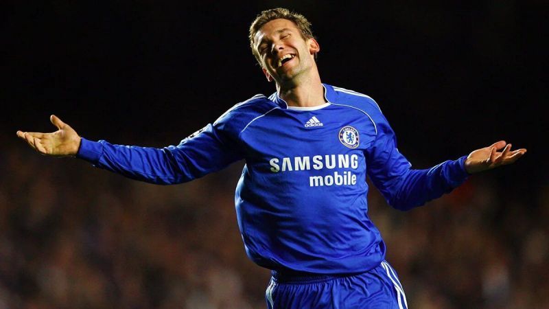 Shevchenko at Chelsea celebrating a rare goal