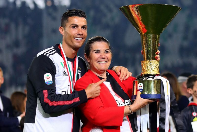 Cristiano Ronaldo and his mother Maria Dolores dos Santos Aveiro (right)