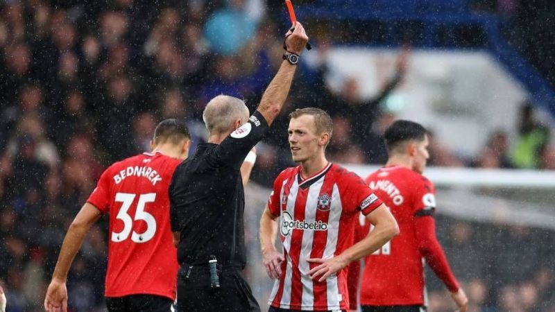 Ward-Prowse was sent off for an early bath.