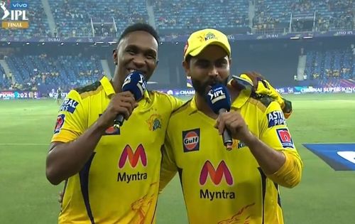 Jadeja and Bravo were seen singing after the IPL win