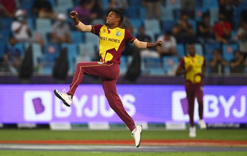 Akeal Hosein was the most successful bowler in the West Indies' last match at the Dubai International Cricket Stadium