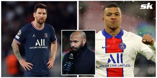 Thierry Henry has spoken about PSG's Lionel Messi and Kylian Mbappe.