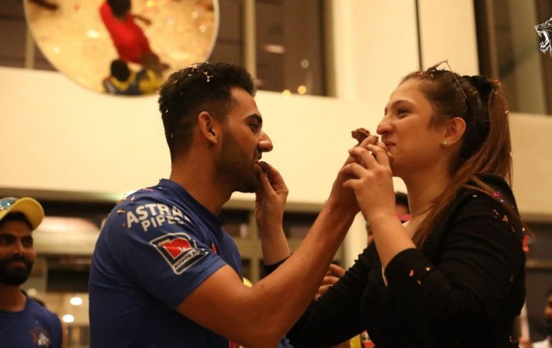 IPL 2021: Deepak Chahar and Jaya Bhardwaj celebrated with the CSK players, staff and family members.