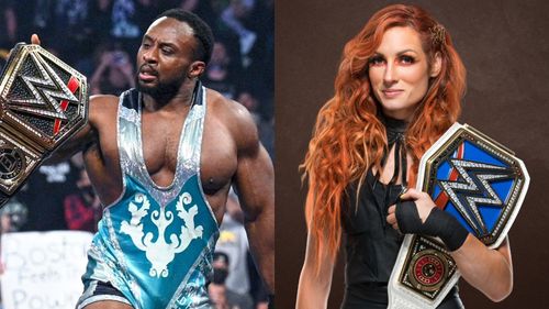 WWE Champion Big E (left); SmackDown Women's Champion Becky Lynch (right)