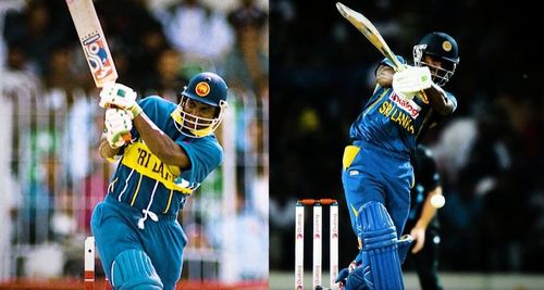 Sanath Jayasuriya (left) and Kusal Perera. Pic: t20worldcup.com