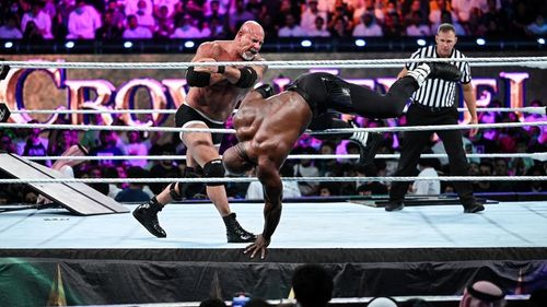 Goldberg and Bobby Lashley at WWE Crown Jewel 2021