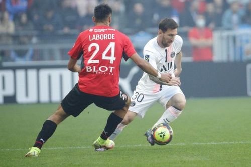 Rennes scored within seconds of the half-time whistle to record a shock win over PSG.