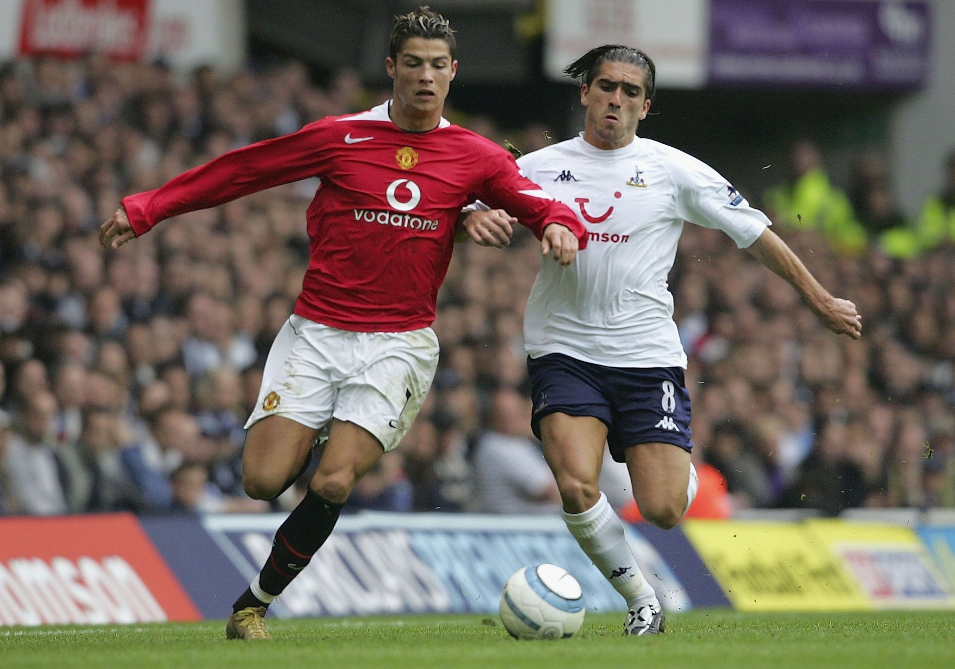 Ronaldo pacing past Pedro Mendes of Spurs