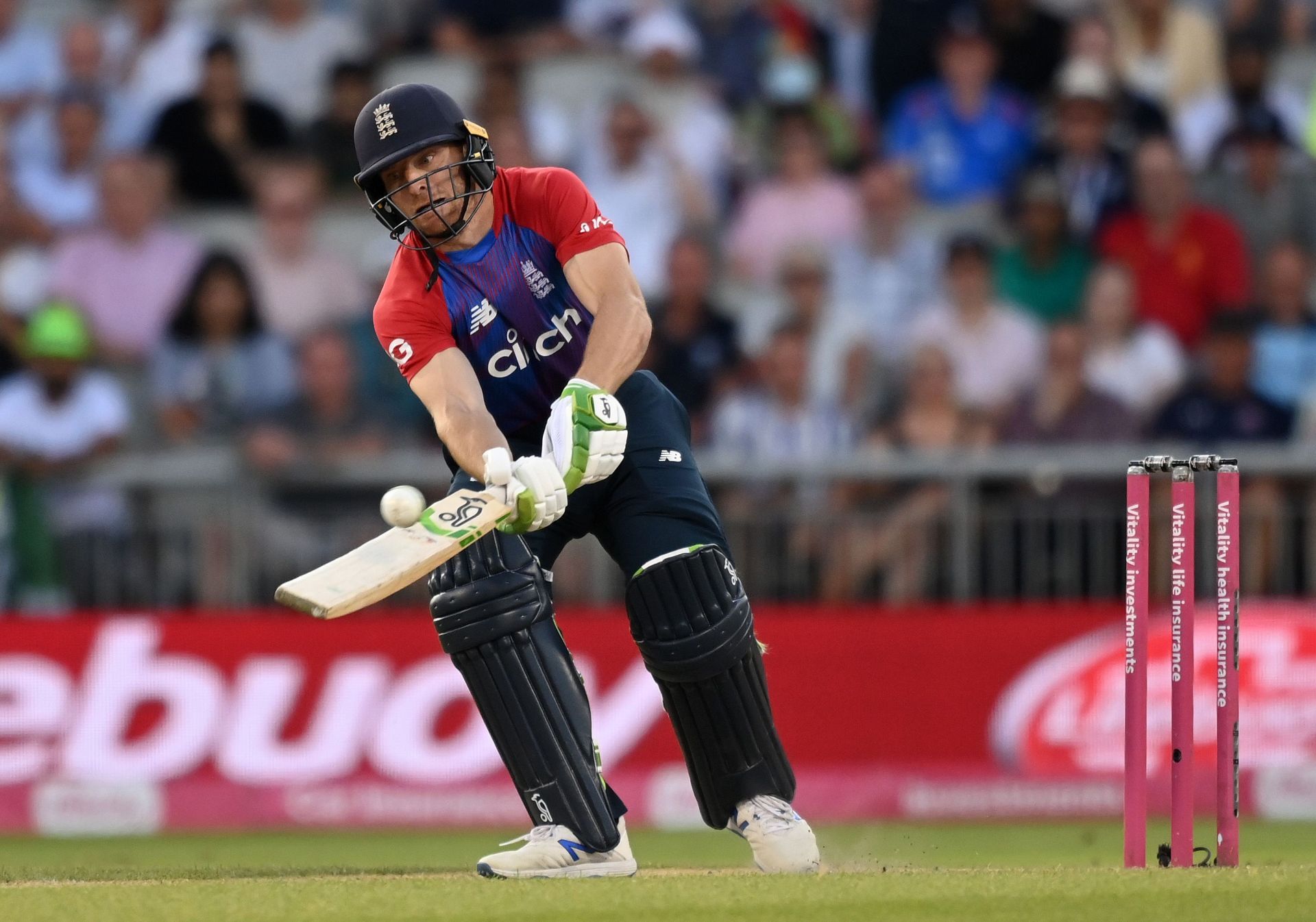 England batter Jos Buttler attempts a scoop. Pic: Getty Images
