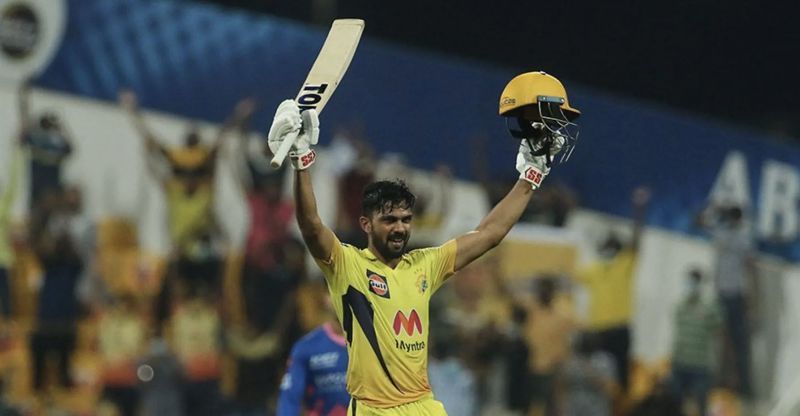 Ruturaj Gaikwad celebrates his first IPL hundred. (Photo: BCCI)