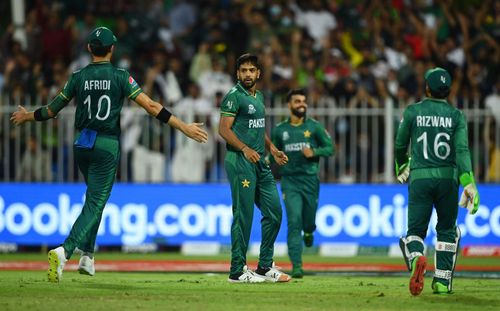 Pakistan cricket team during the match against New Zealand. Pic: Getty Images