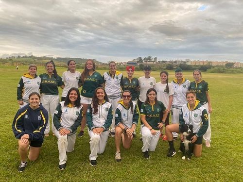 The Brazil national cricket team in action