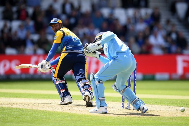 Angelo Mathews in action during the 2019 Cricket World Cup.