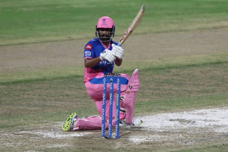 Rahul Tewatia plays a shot against KKR. Pic: IPLT20.COM