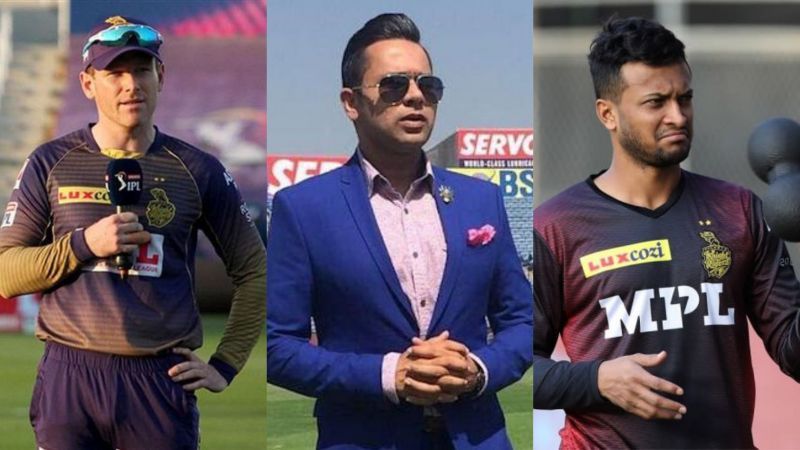 Eoin Morgan, Aakash Chopra and Shakib Al Hasan (from left to right).