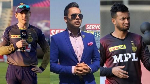 Eoin Morgan, Aakash Chopra and Shakib Al Hasan (from left to right).