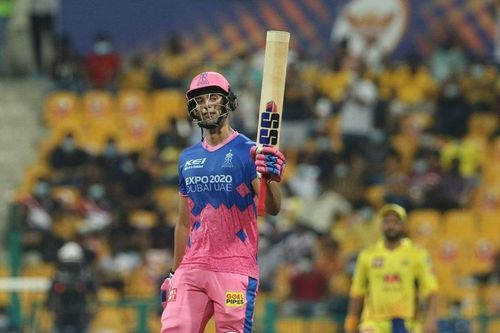 Shivam Dube celebrates his maiden IPL half-century. (PC: IPLT20.com)