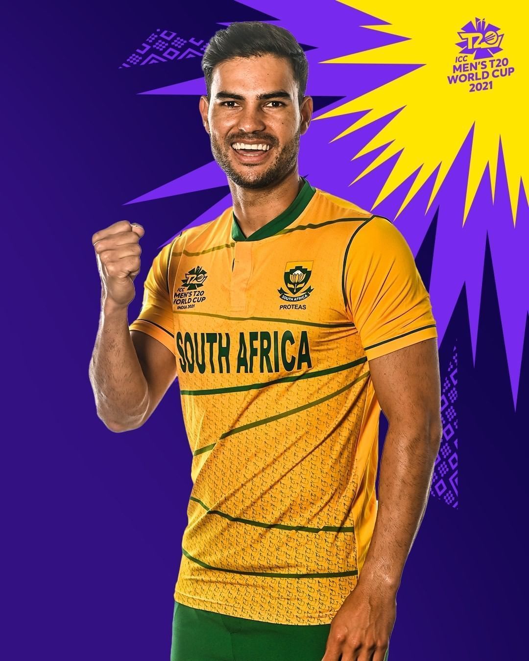 Reeza Hendricks sporting SA away jersey.