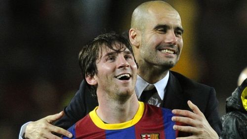 Lionel Messi and Pep Guardiola