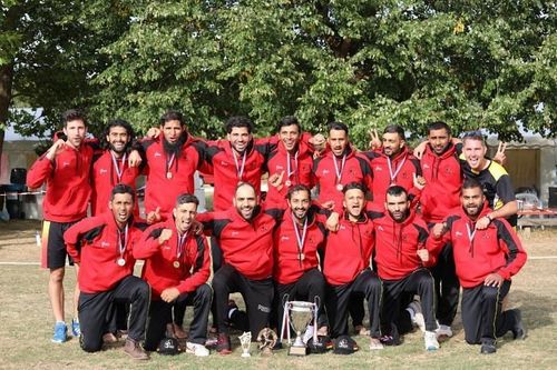 Belgium national cricket team gives a pose