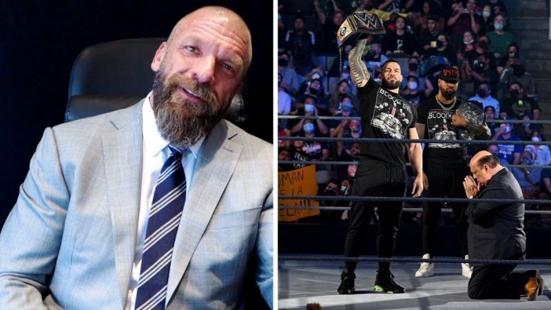 Triple H (left); Roman Reigns on SmackDown (right)