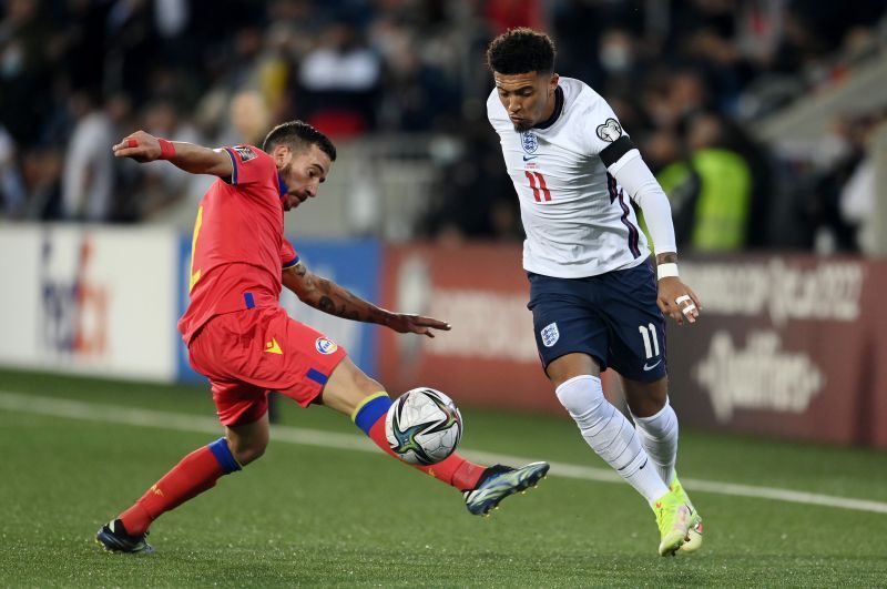 Jadon Sancho provided two assists for England.