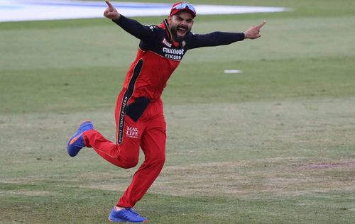 IPL 2021: Virat Kohli celebrates during RCB's win against Punjab Kings.