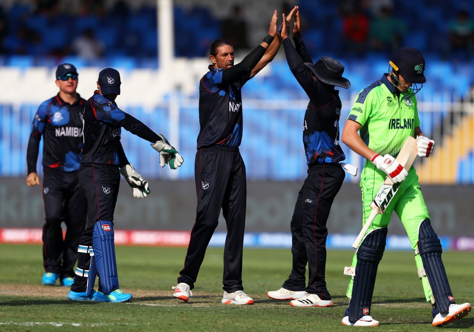 Namibia outclassed Ireland with a good all-round effort. Pic: T20WorldCup/ Twitter