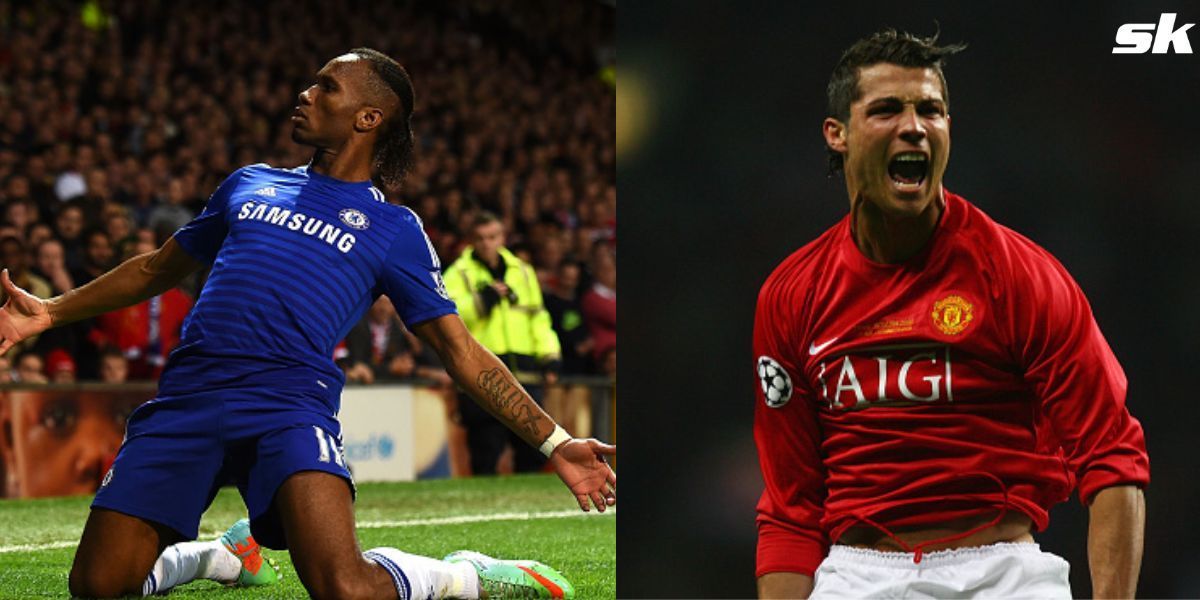 (L to R) Didier Drogba and Cristiano Ronaldo.