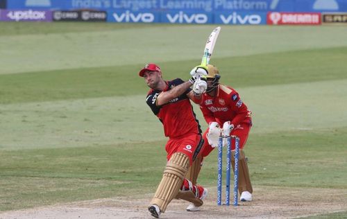 IPL 2021: Glenn Maxwell hits a six against Punjab Kings.