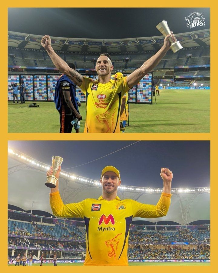 Faf du Plessis was named player of the final for his 86. Pic: CSK/ Twitter