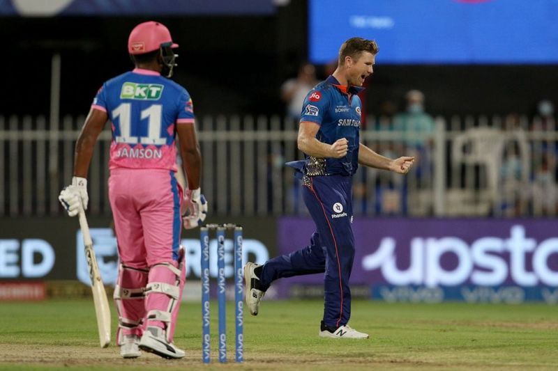 Jimmy Neesham celebrating after picking up a wicket