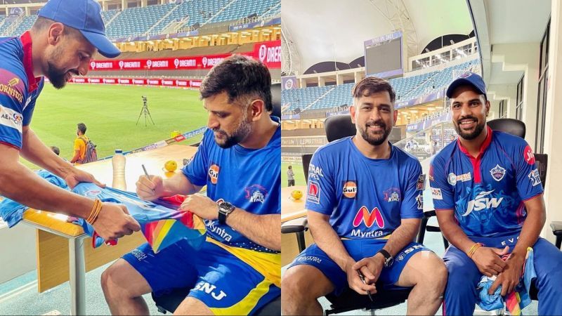 MS Dhoni and Lalit Yadav interacted after the match between Chennai Super Kings and Delhi Capitals in IPL 2021 last night (Image Source: Instagram)