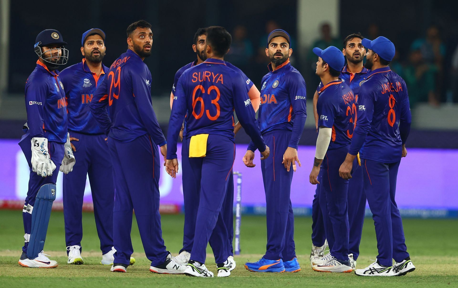 Team India during the T20 World Cup 2021 match against Pakistan. Pic: Getty Images